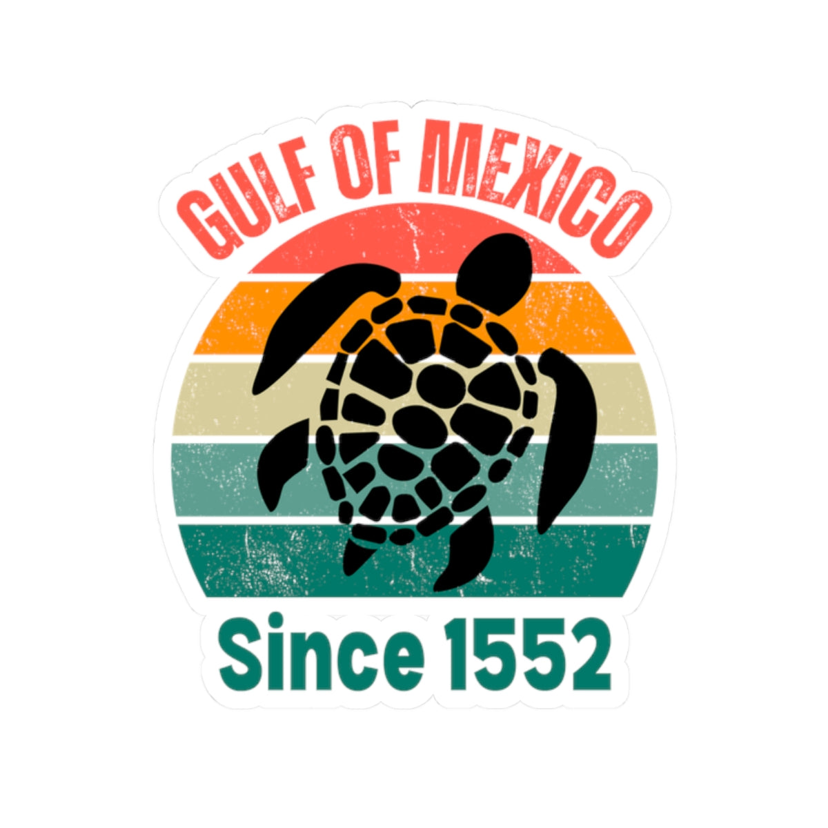 Gulf of Mexico Turtle Kiss-Cut Stickers | Retro Ocean Vibes suuport mexico