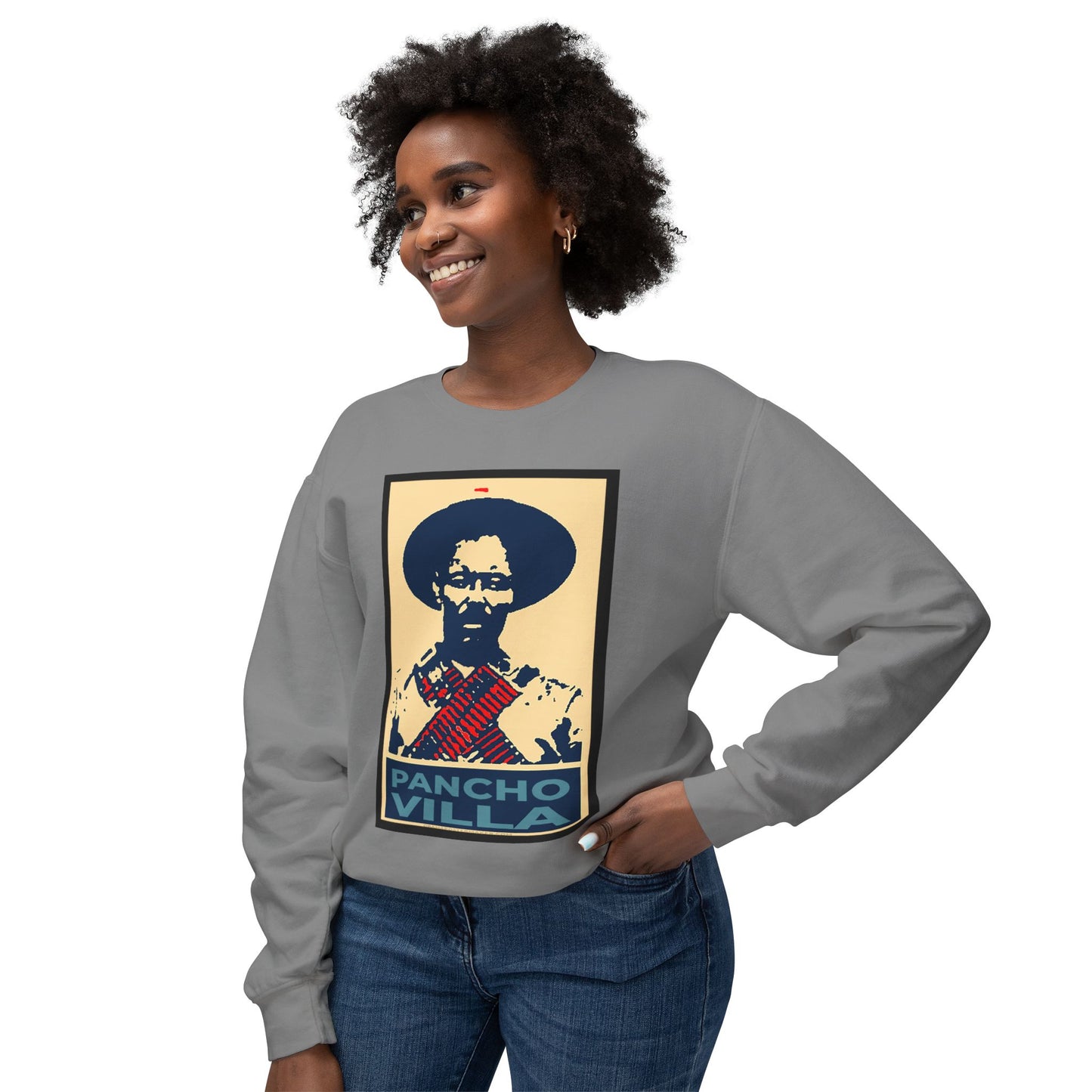 Unisex Lightweight Crewneck Sweatshirt Pancho Villa  viva Mexico cabrones cinco de mayo