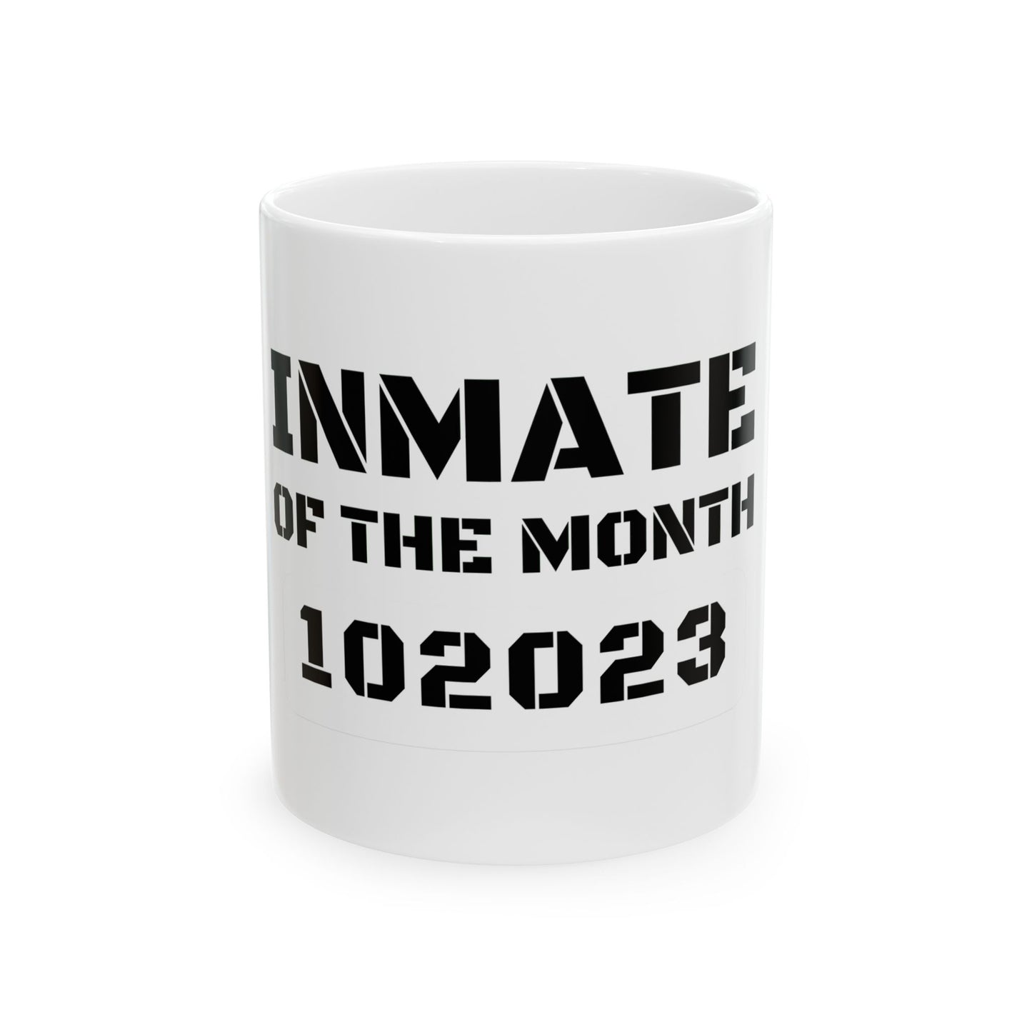 Ceramic Mug, (11oz, 15oz) Funny Halloween style Inmate of the Month 2025