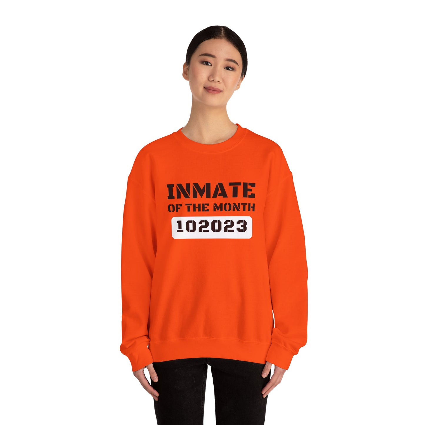 Unisex Heavy Blend™ Crewneck Sweatshirt Funny Halloween style Inmate of the Month 2025