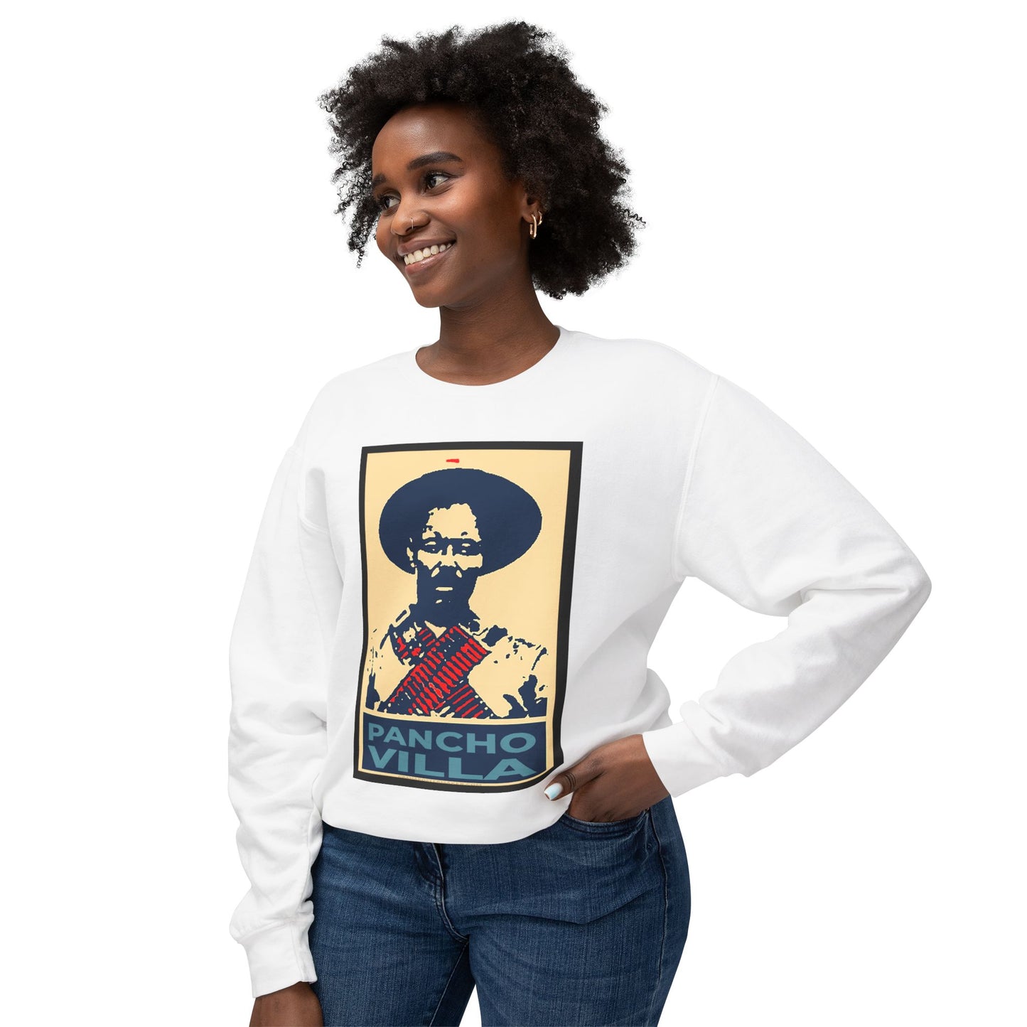 Unisex Lightweight Crewneck Sweatshirt Pancho Villa  viva Mexico cabrones cinco de mayo