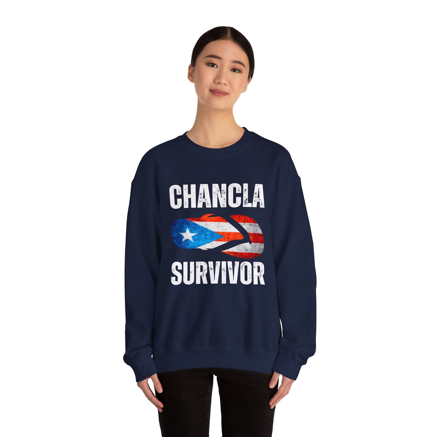 Unisex Heavy Blend™ Crewneck Sweatshirt Puertorican Chancla survivor funny boricua gifts