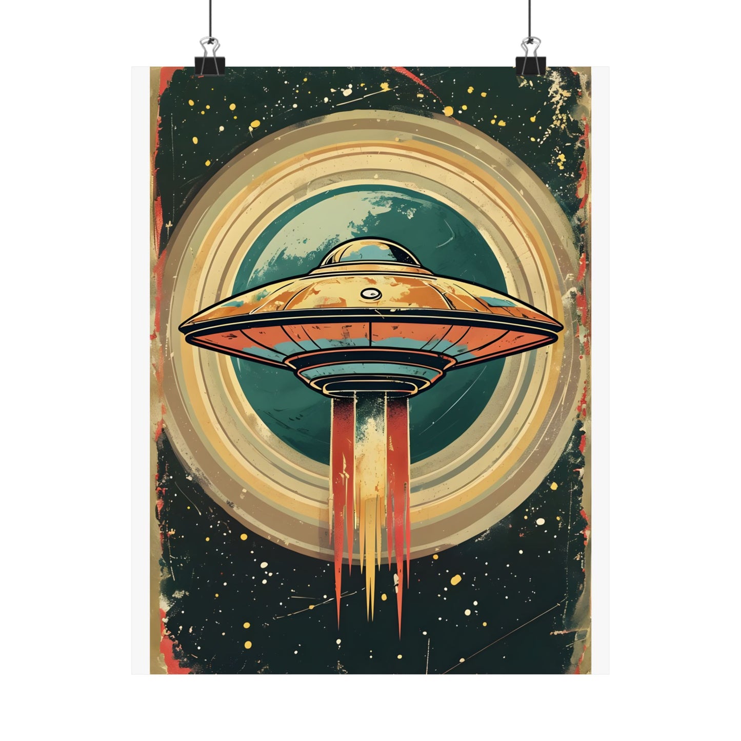 Matte Vertical Posters UFO invasion for outer space 2025