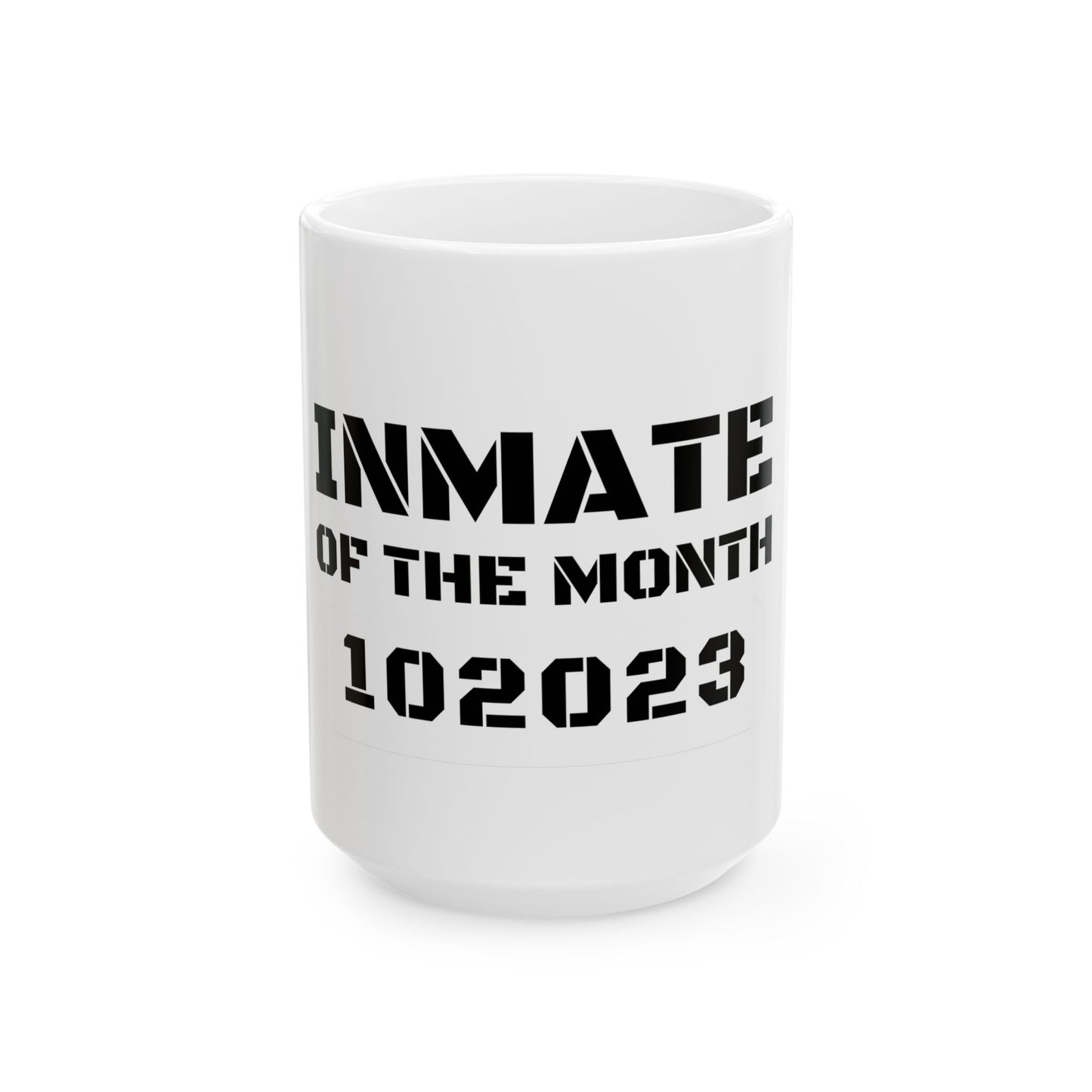 Ceramic Mug, (11oz, 15oz) Funny Halloween style Inmate of the Month 2025