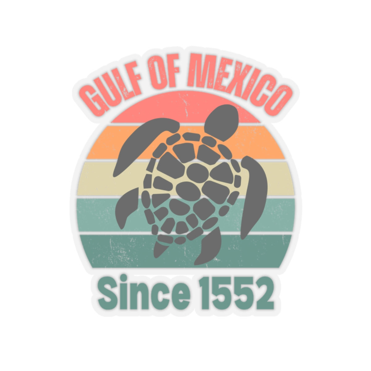 Gulf of Mexico Turtle Kiss-Cut Stickers | Retro Ocean Vibes suuport mexico