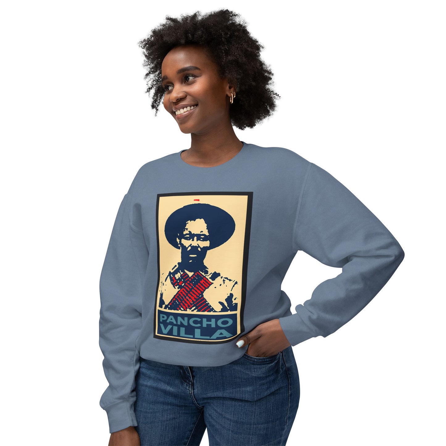 Unisex Lightweight Crewneck Sweatshirt Pancho Villa  viva Mexico cabrones cinco de mayo