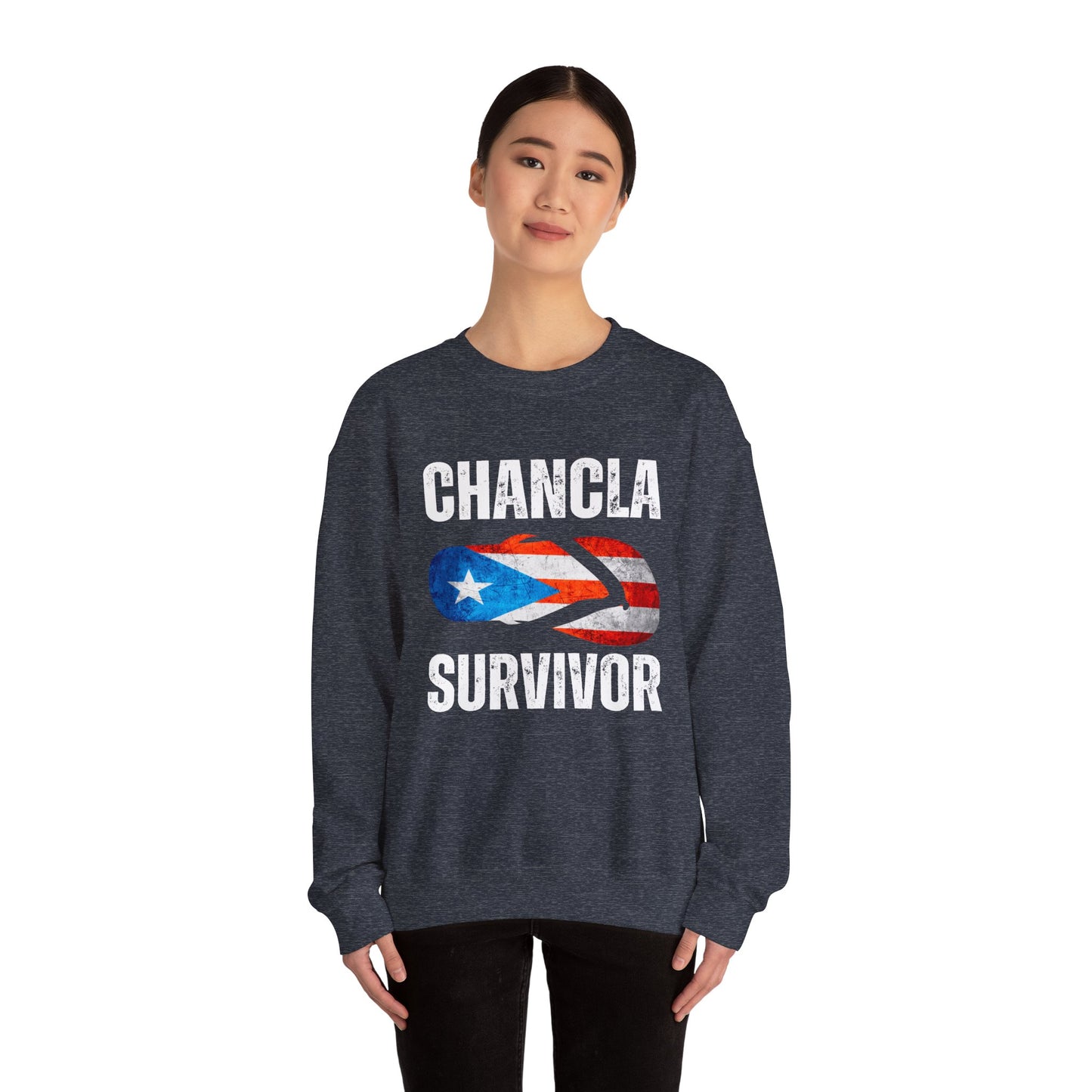 Unisex Heavy Blend™ Crewneck Sweatshirt Puertorican Chancla survivor funny boricua gifts