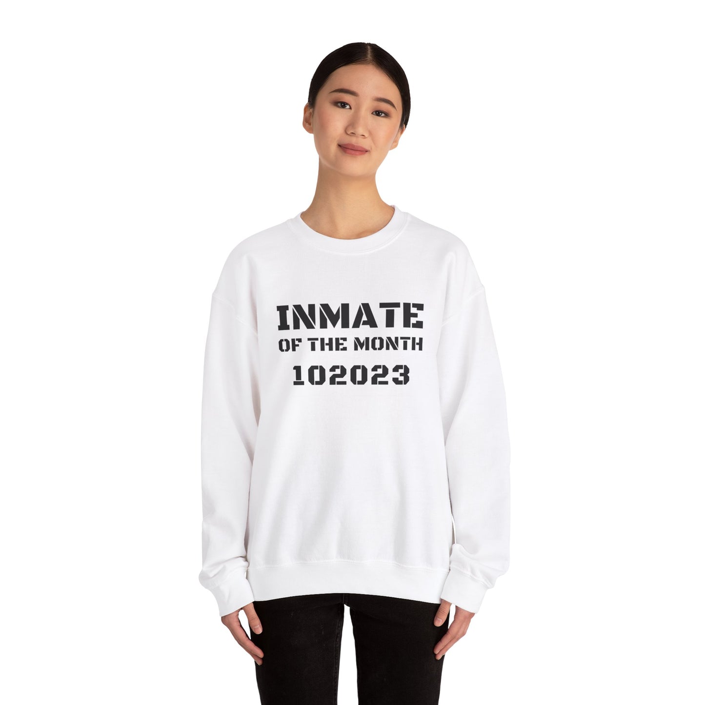 Unisex Heavy Blend™ Crewneck Sweatshirt Funny Halloween style Inmate of the Month 2025